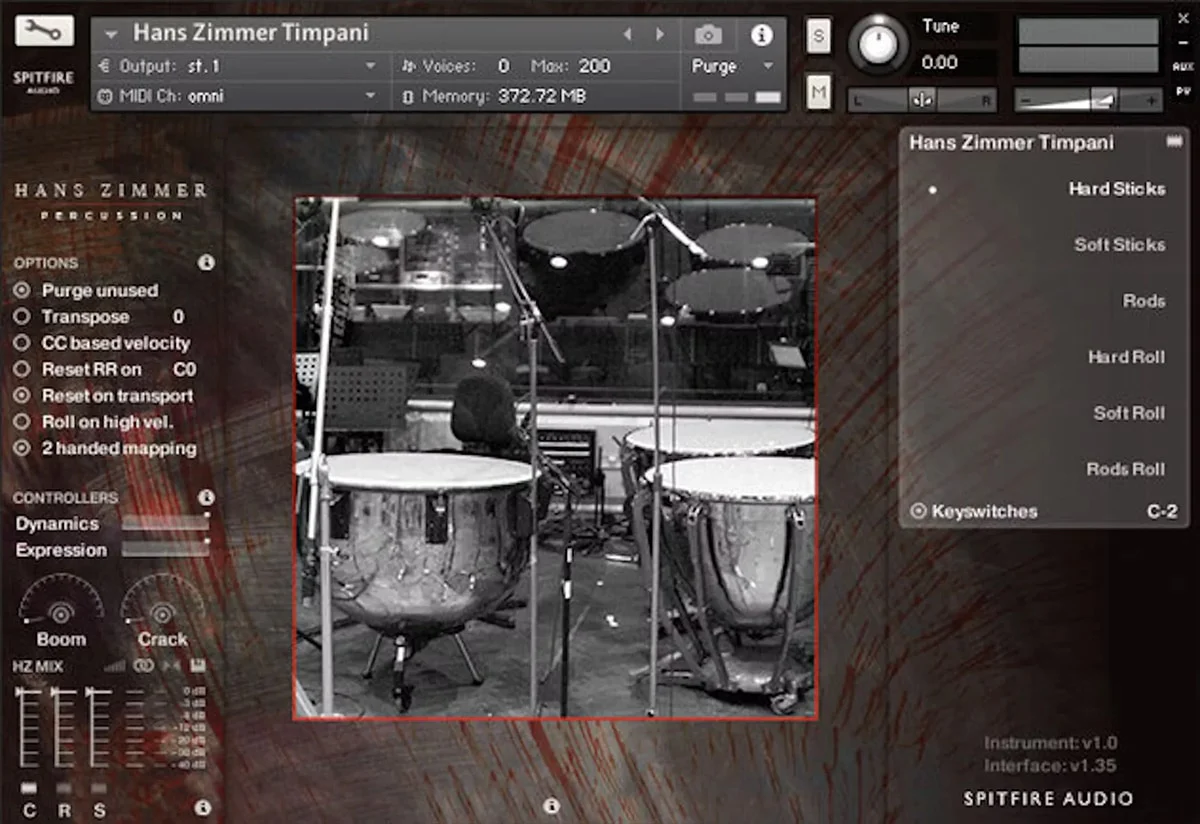 Spitfire Audio Hans Zimmer Percussion interface