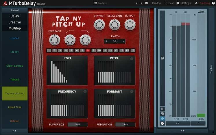 MeldaProduction MTurboReverb interface