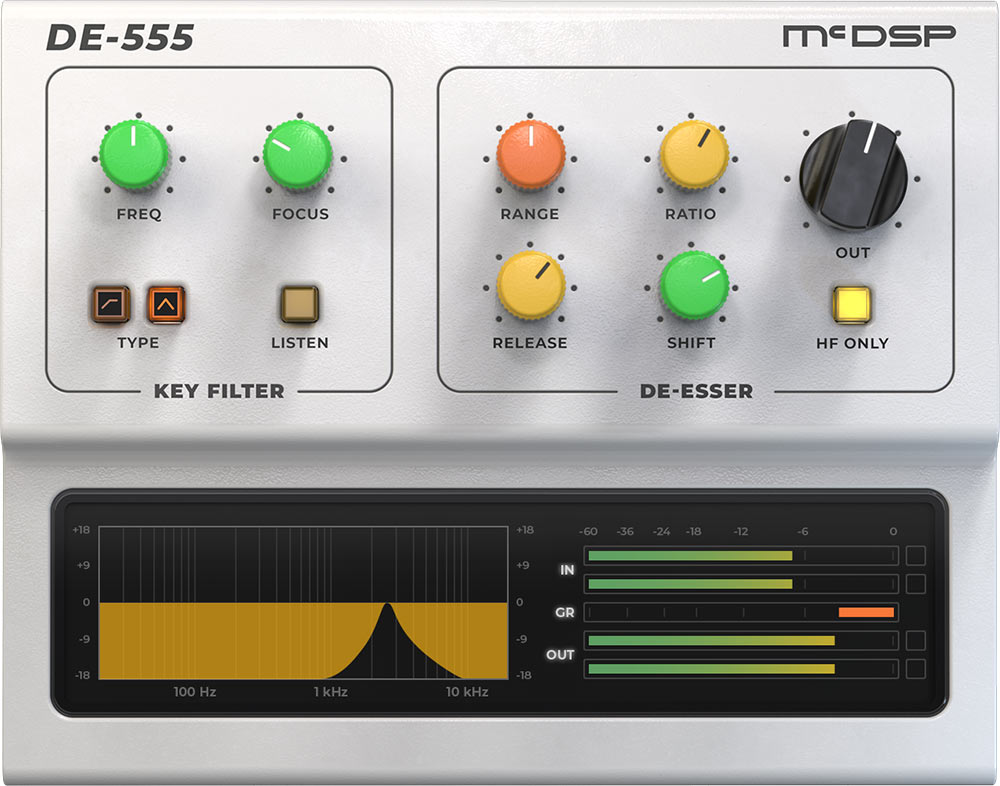 McDSP DE555 Advanced De-esser Native v7 interface
