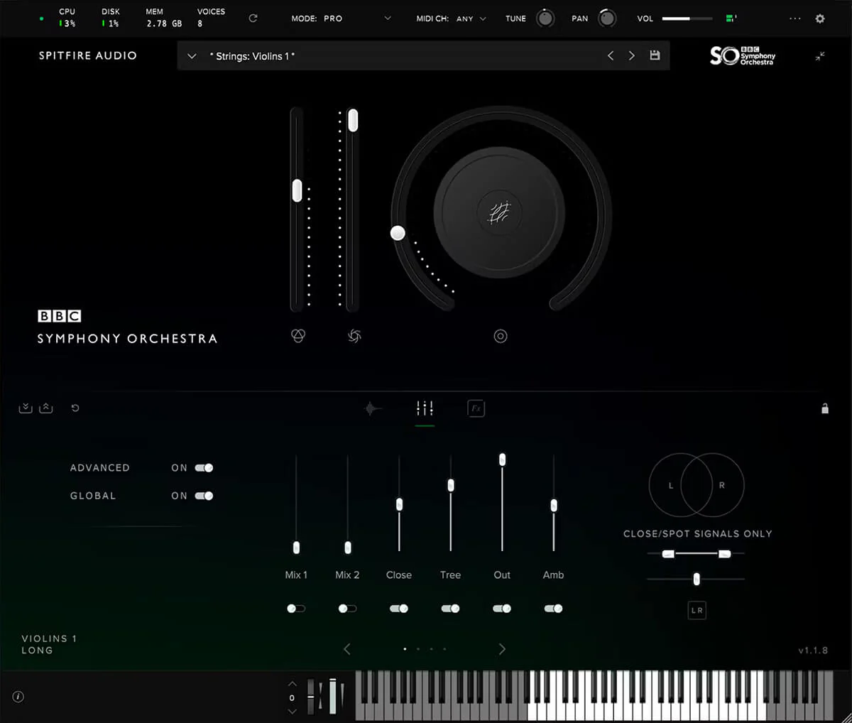 Spitfire Audio BBC Symphony Orchestra Professional interface