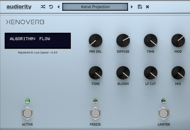 Audiority XenoVerb interface