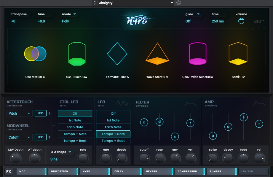 AIR Music Technology Hype interface