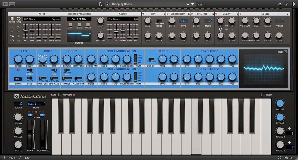 GForce Software Novation Bass Station interface