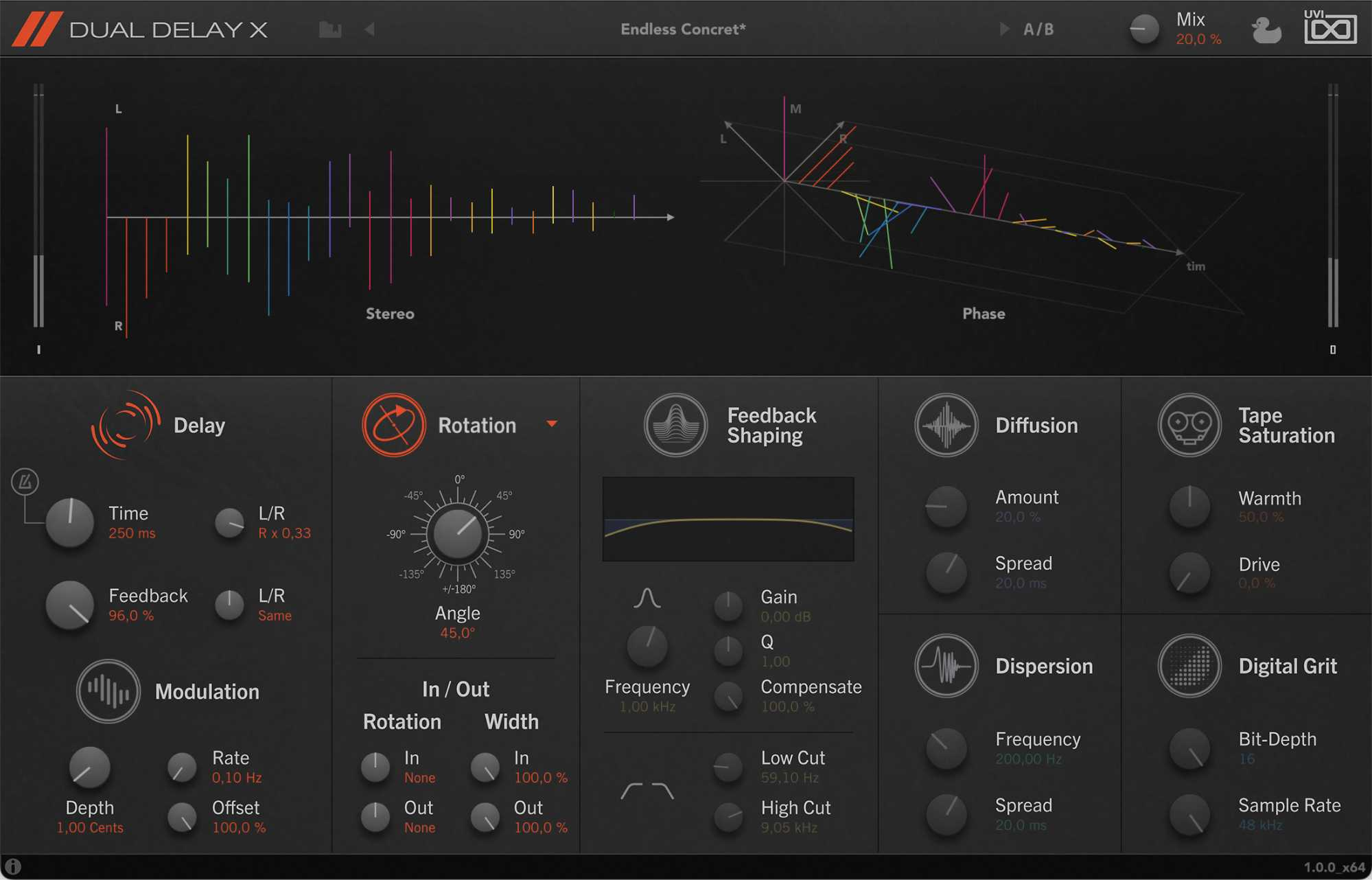 UVI Dual Delay X interface