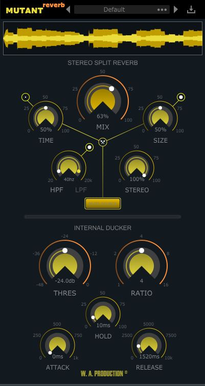 W. A. Production Mutant Reverb interface